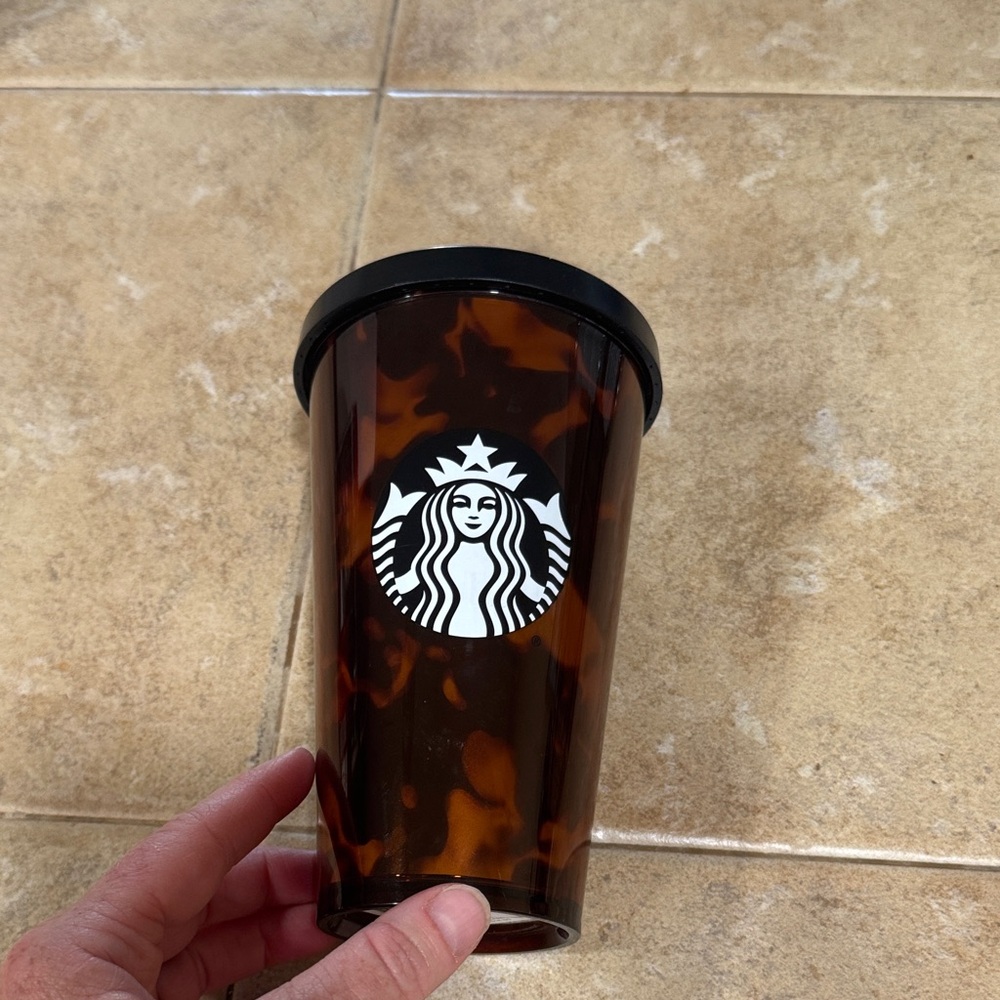 Small Starbucks Brown Tumbler with Black Lid